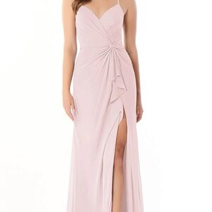Azazie Pink Ruched Embellished Maxi Gown